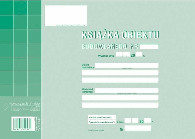 KSIĄŻKA OBIEKTU BUDOWLANEGO A5
