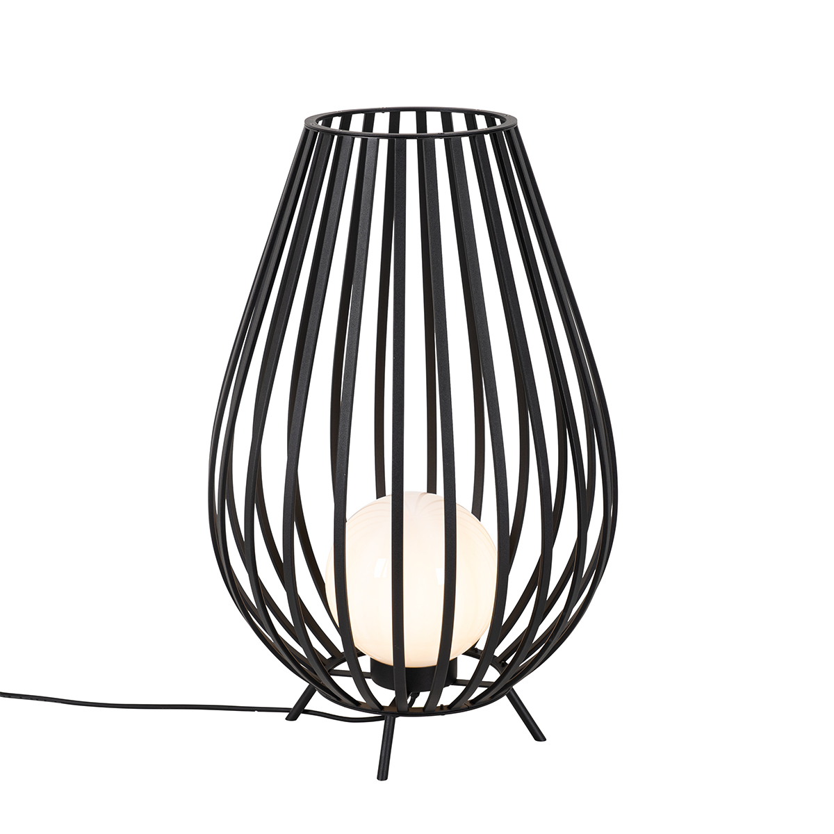 QAZQA Designerska lampa podłogowa czarna z opalizującym szkłem 70 cm IP44 - Angela