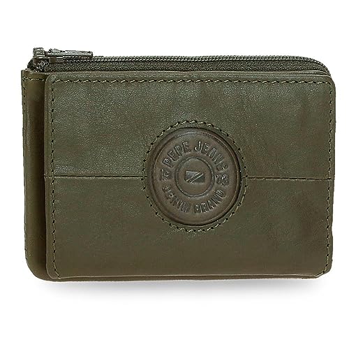 Pepe Jeans Cracker Portfel z Karty Zielony 11x7x1,5 cms Skóra, Zielony, Talla única, Portfel z wizytówką