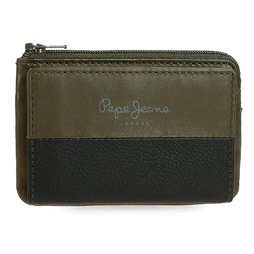 Pepe Jeans Dual Portfel Zielony 11x7x1,5 cms Skóra, Zielony, Talla única, portmonetka