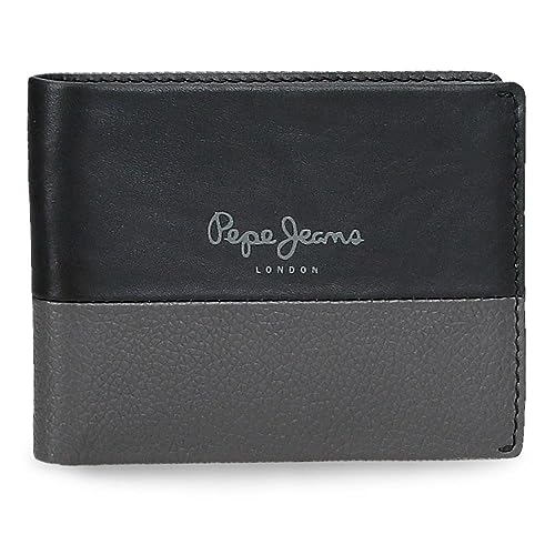 Pepe Jeans Dual Portfel Poziomy z Portmonetką Czarny 11,5x8x1 cms Skóra, czarny, Talla única, Portfel poziomy z portmonetką