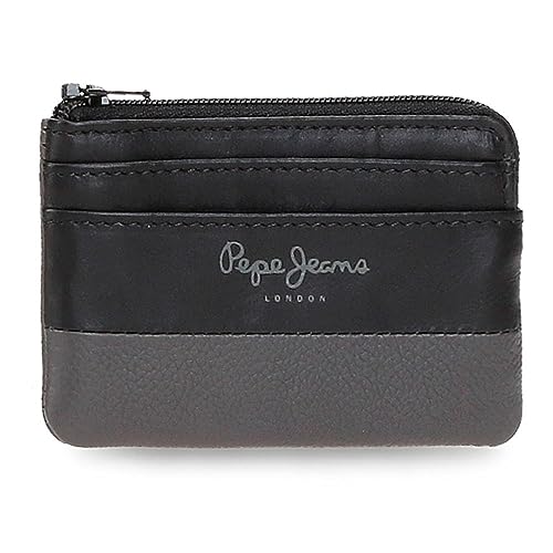 Pepe Jeans Dual Portfel Czarny 11x7x1,5 cms Skóra, czarny, Talla única, portmonetka