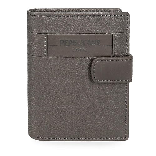 Pepe Jeans Checkbox Portfel pionowy z zamknięciem Szary 8.5x10,5x1 cms Skóra, Szary, Talla única, Portfolio pionowe z zamknięciem kliknięcia