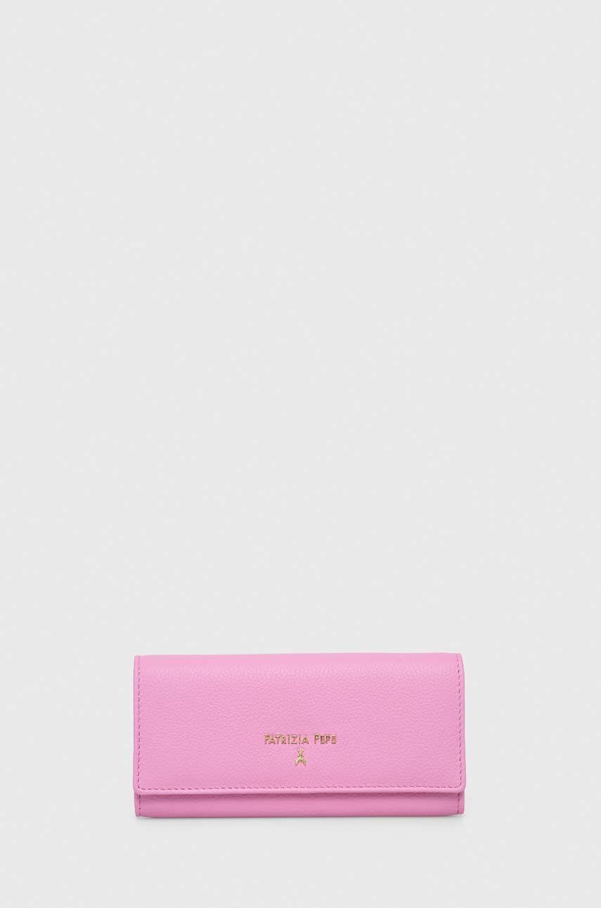 Patrizia Pepe portfel skórzany damski kolor różowy