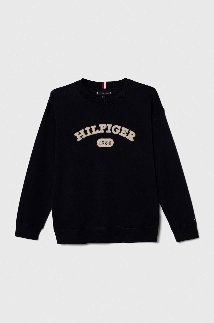 Tommy Hilfiger sweter bawełniany dziecięcy kolor granatowy lekki