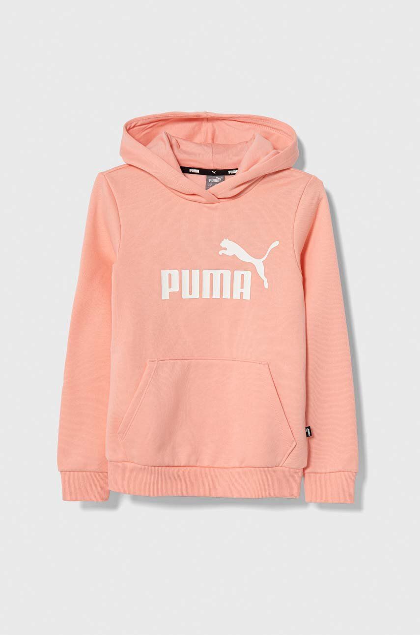 Puma bluza dziecięca ESS Logo Hoodie FL G kolor różowy z kapturem z nadrukiem