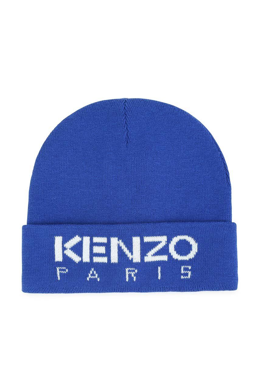 Kenzo Kids czapka z domieszką wełny dziecięca kolor granatowy z cienkiej dzianiny - Kenzo kids