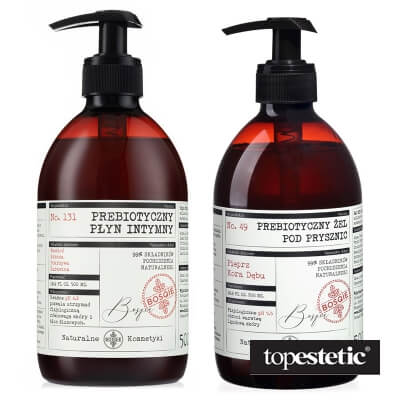 Bosqie Natural Shower Gel No.49 + Intimate Fluid No.131 ZESTAW Żel pod prysznic - pieprz i kora dębu 500 ml + Naturalny prebiotyczny płyn intymny 500 ml