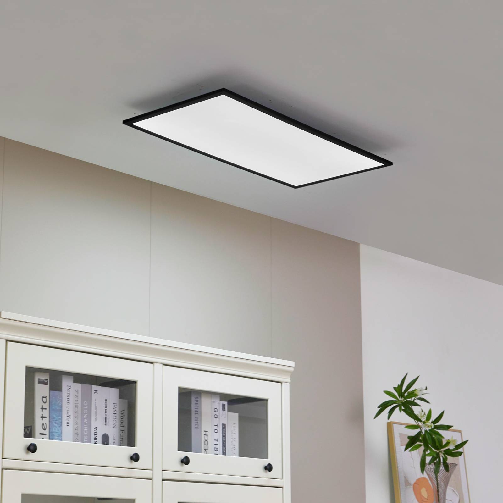 Panel LED Lindby Lamin, czarny, 80 cm, aluminium, CCT, pilot