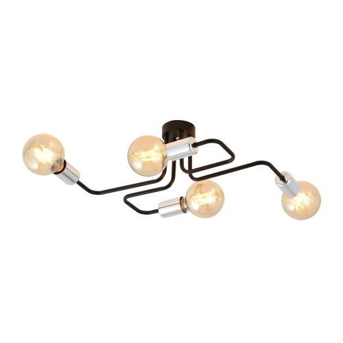 Emibig Veken 4 Silver lampa podsufitowa 4x60W czarna/srebrna 1174/4