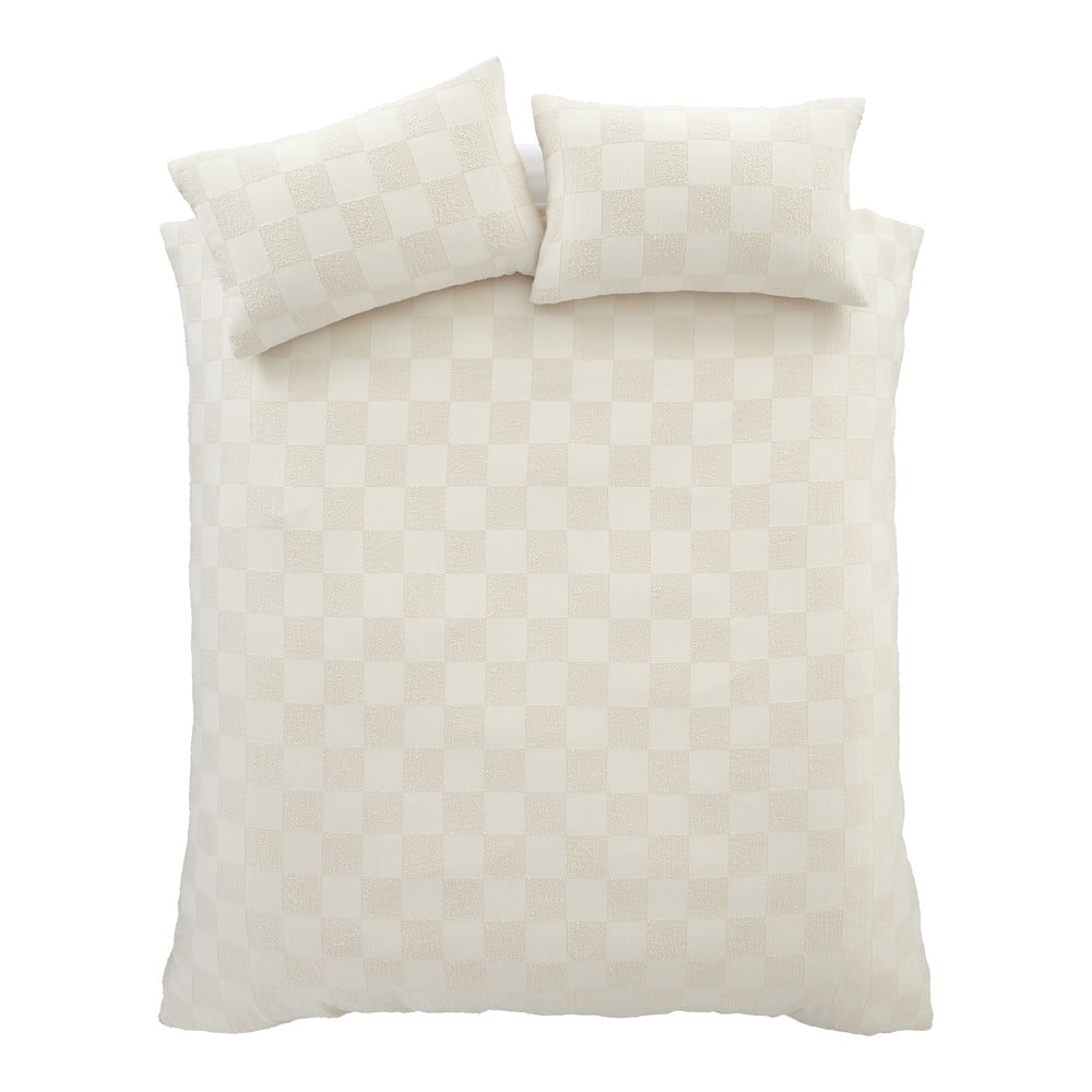 Kremowa pościel dwuosobowa z materiału bouclé 200x200 cm Cosy Checkerboard – Catherine Lansfield