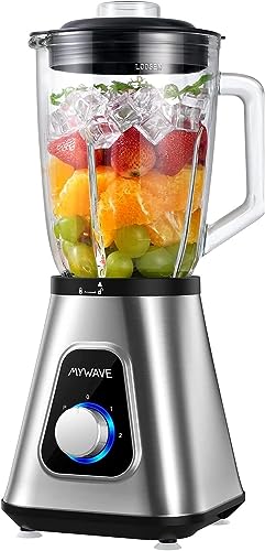 My Wave Blender stołowy - Moc 1300W - Dla cieczy i ciał stałych - Pojemność 1,5L i 2 prędkości + Pulse - Ostrza ze stali nierdzewnej i wyjmowany kubek - Nadaje się do zmywarki