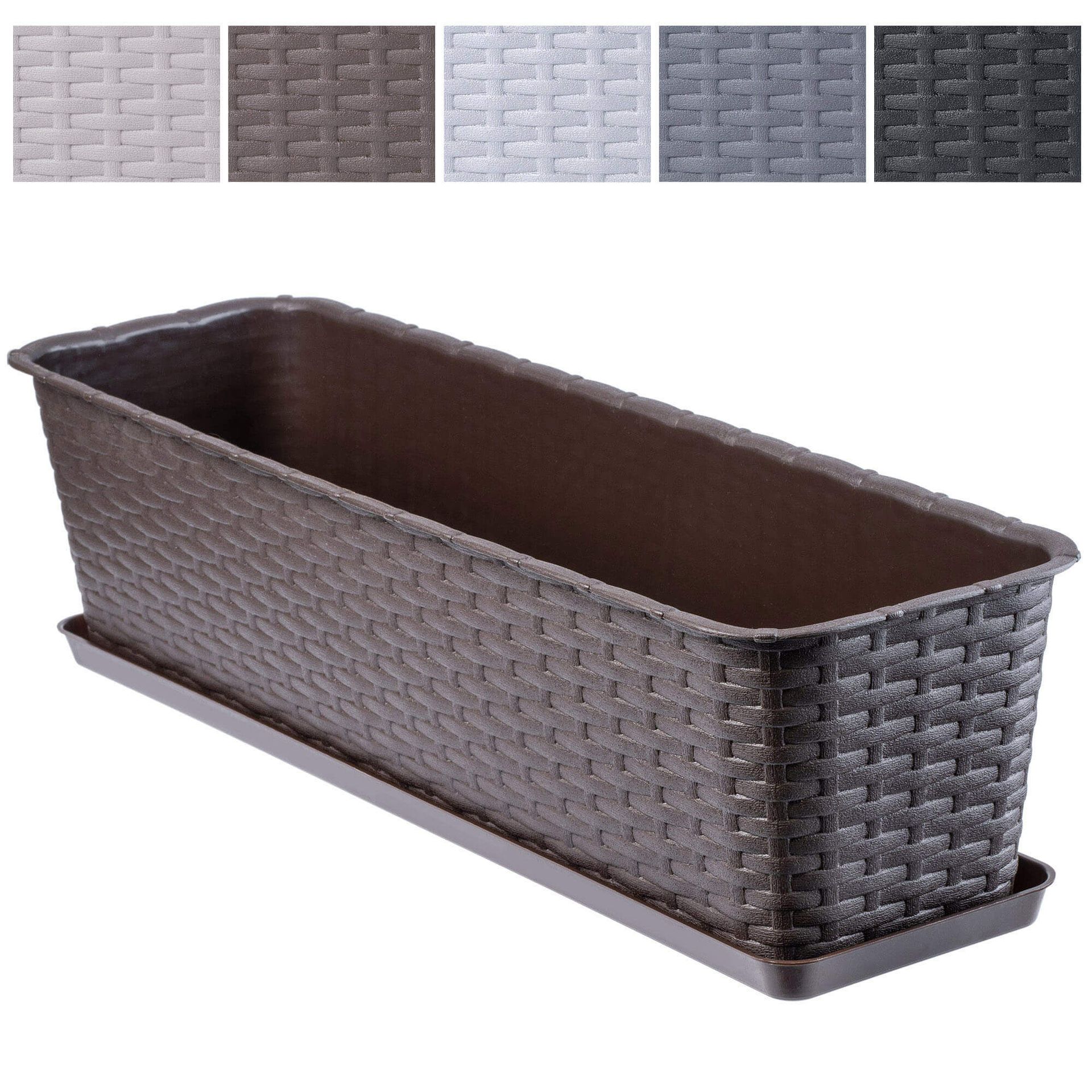Skrzynka balkonowa z podstawką Frette 60 x 17 cm, brązowa