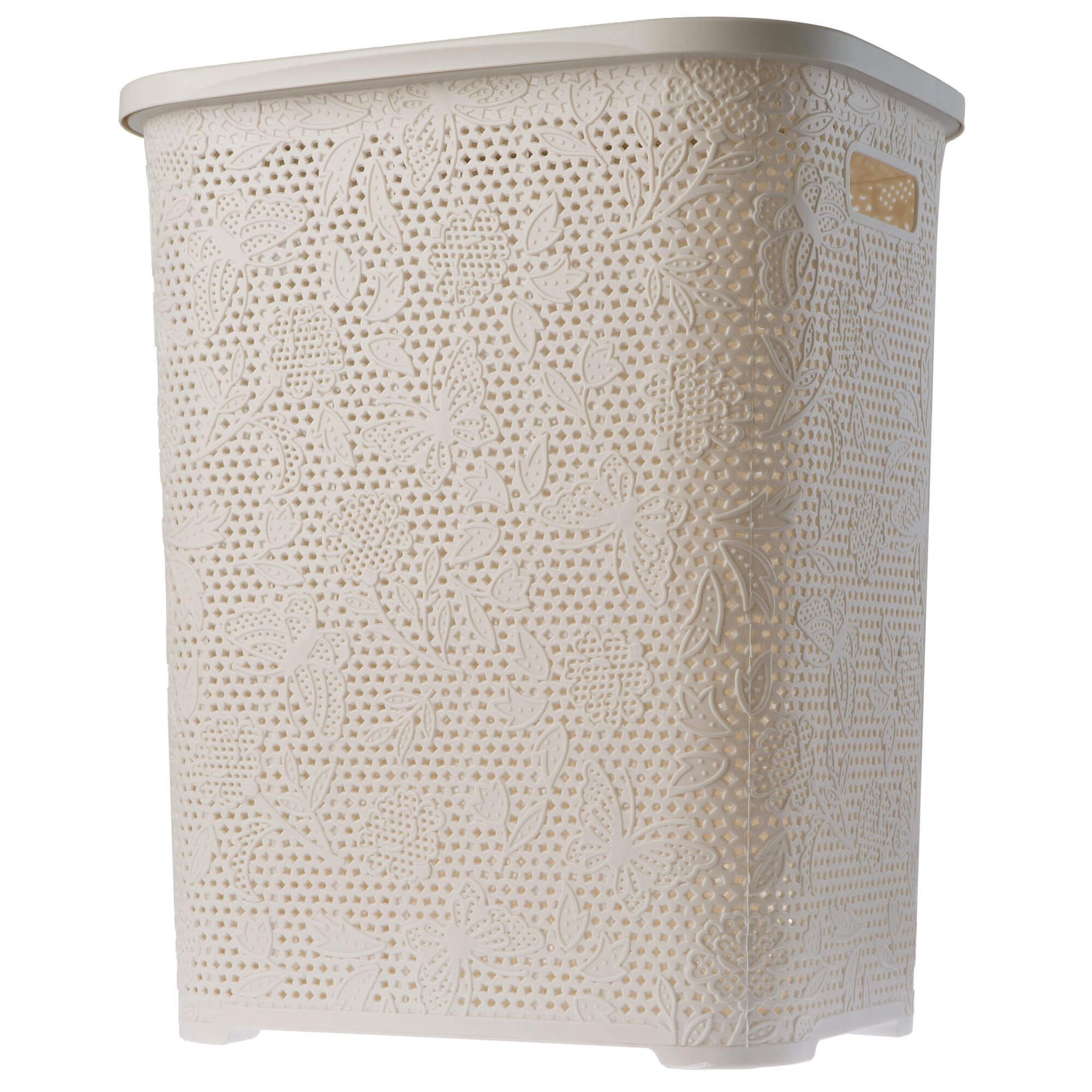 Kosz z pokrywą na bieliznę i ubrania 55L Aglio, kremowy