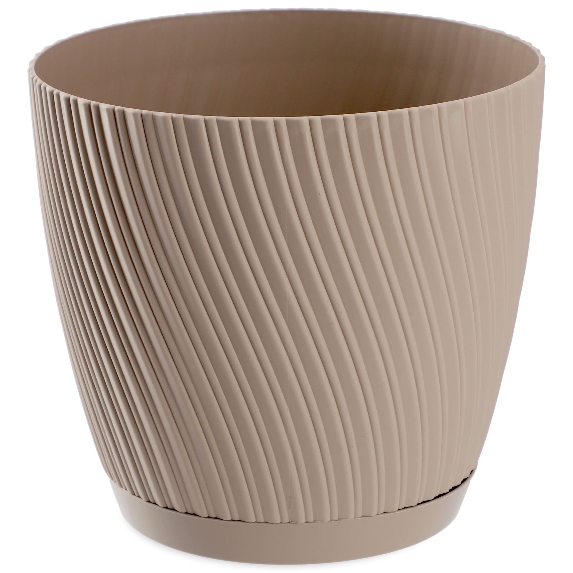 Doniczka z podstawką Tubas 19 cm, taupe