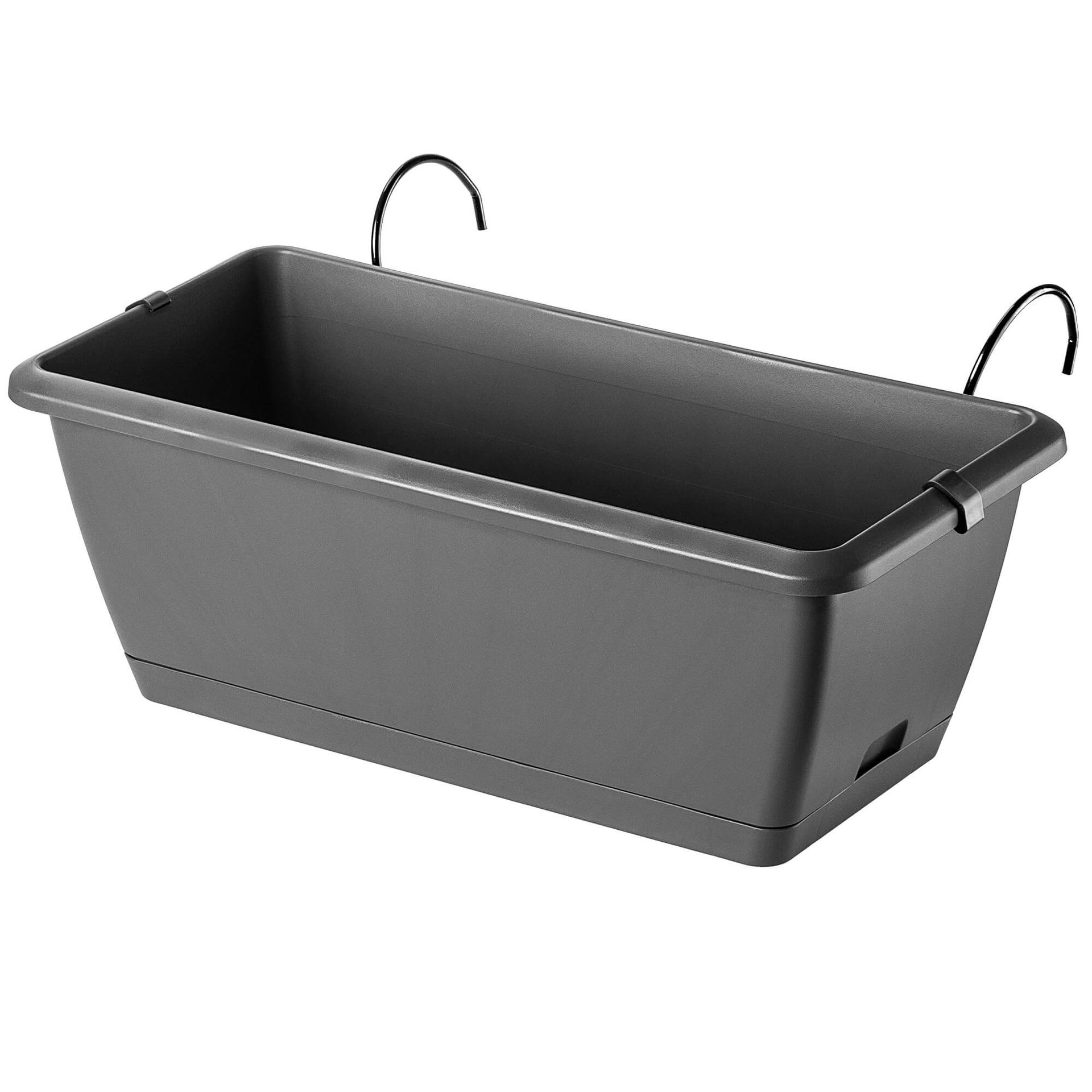 Skrzynka balkonowa Perama 40 cm z uchwytami, szara