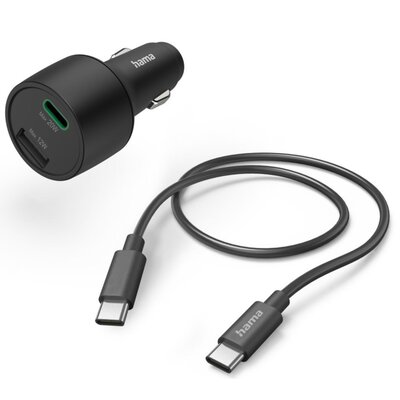 Hama USB-C, USB 32W PD/QC + kabel USB-C (czarny)