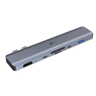 Replikator portów ISY IAD-1021-1 5w1 2x USB-C - 2x USB-A/2x USB-C/HDMI/czytnik kart SD,microSD