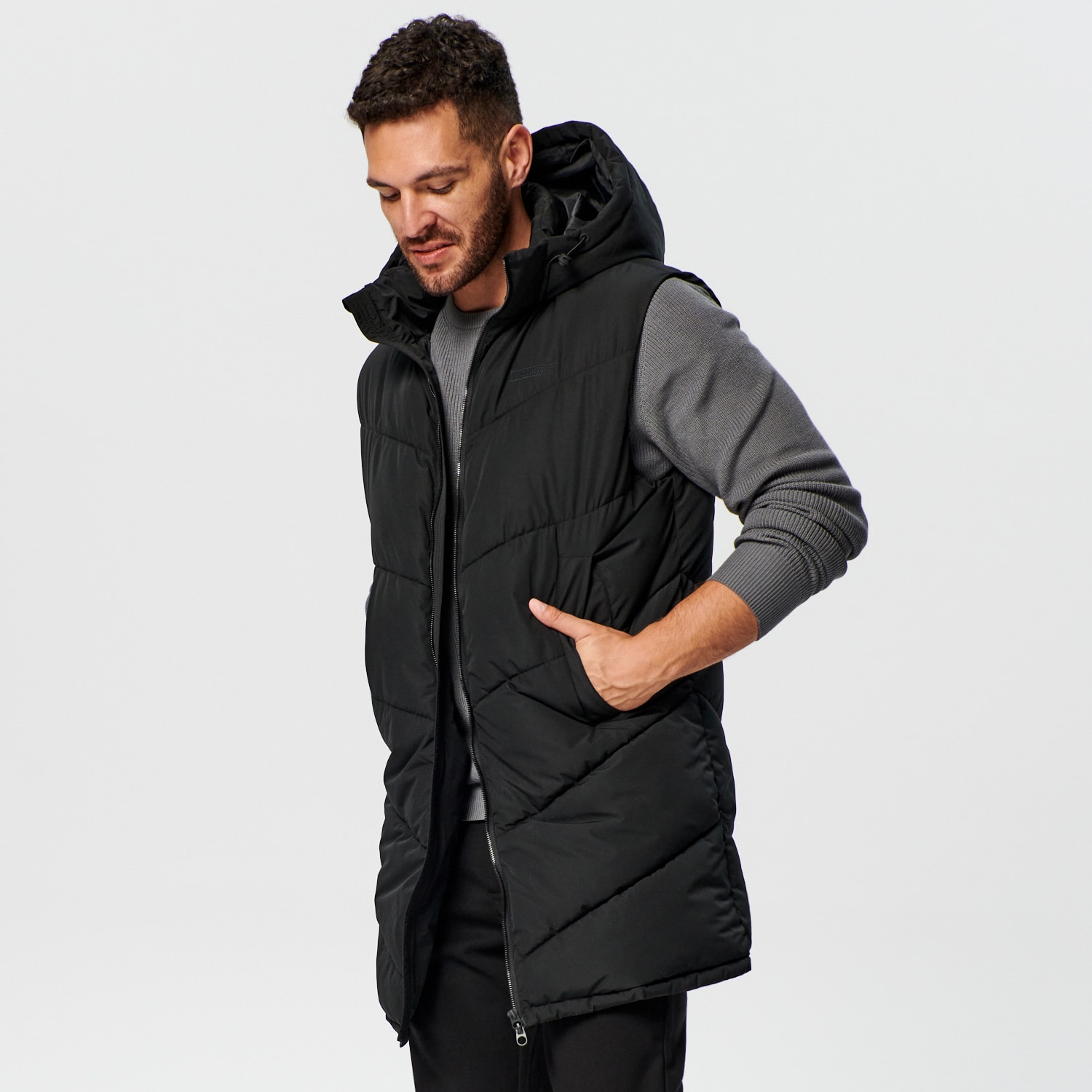 Sinsay - Kamizelka z kapturem - Czarny