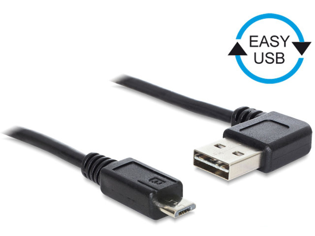Delock Kabel Usb A(m) - micro B(m) 0,5m czarny kąt