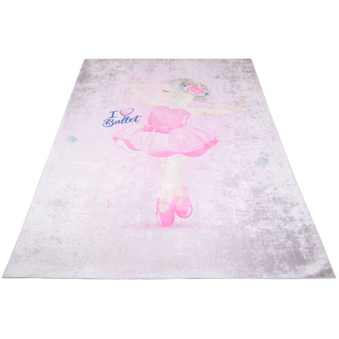 Różowy pastelowy dywan z baletnicą dla dzieci W4-S10