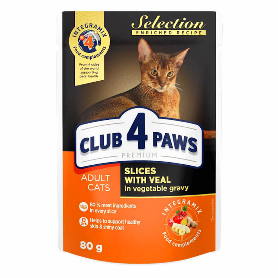 Club4Paws - Karma mokra cielęcina w sosie warzywnym dla kota