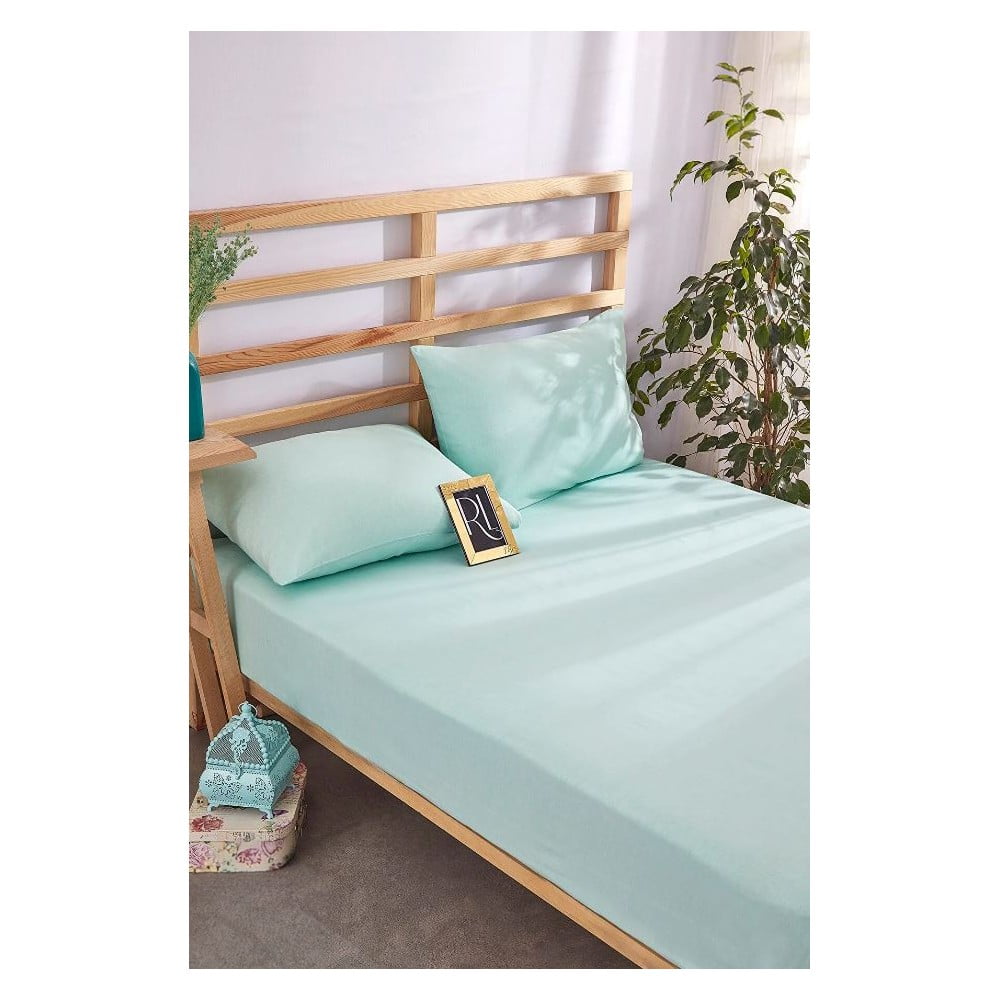 Jasnoniebieskie bawełniane prześcieradło z gumką 180x200 cm – Mila Home