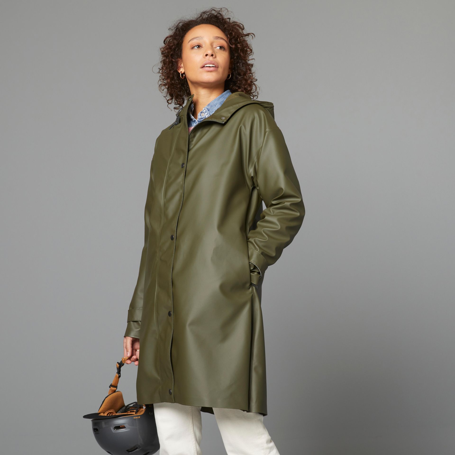 Parka na rower miejski Btwin 940 przeciwdeszczowa odblaskowa PPE