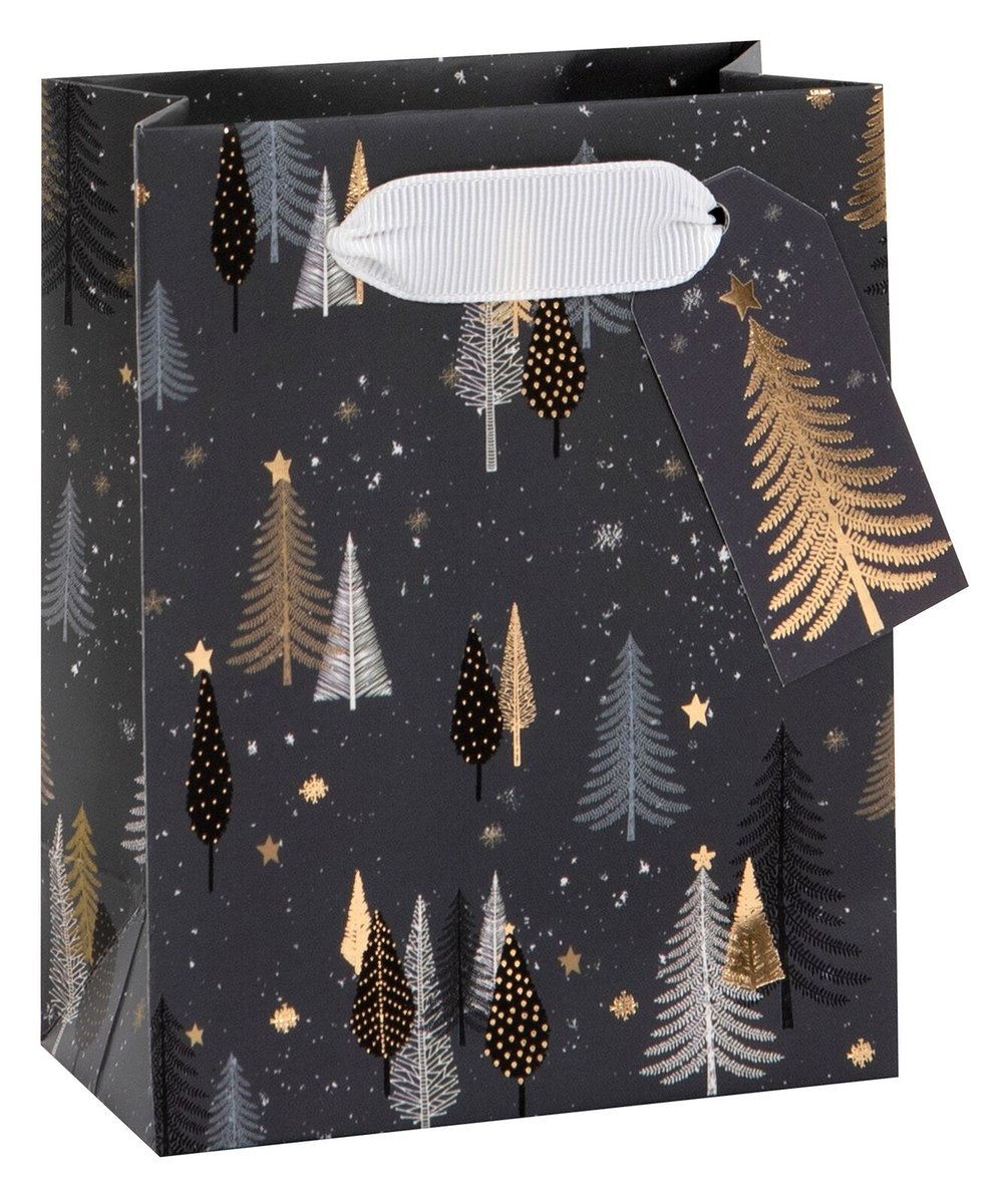 BAG SML TREES CHARCOAL