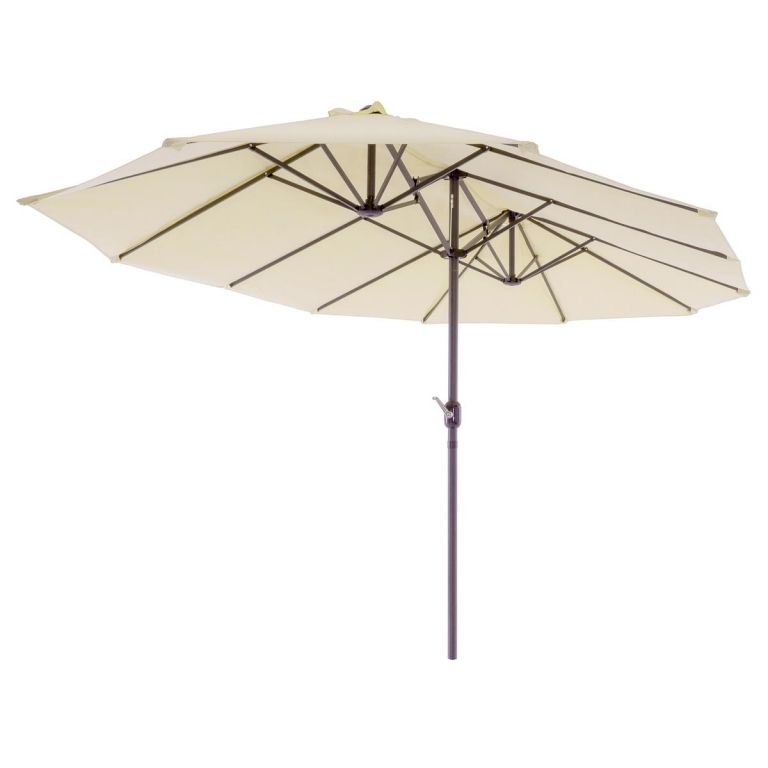 Parasol ogrodowy podwójny kremowy XXL 4.65 m