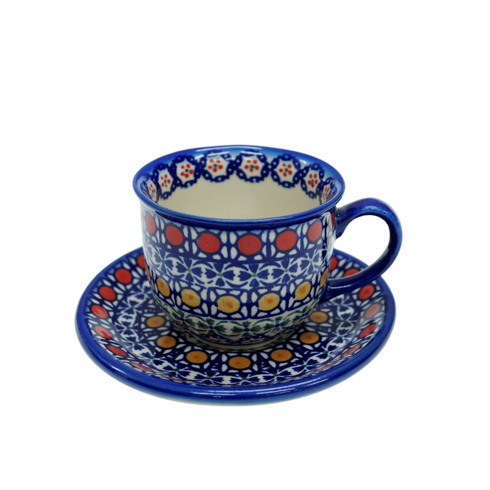 Ceramiczna filiżanka ze spodkiem Ceramika Bolesławiec