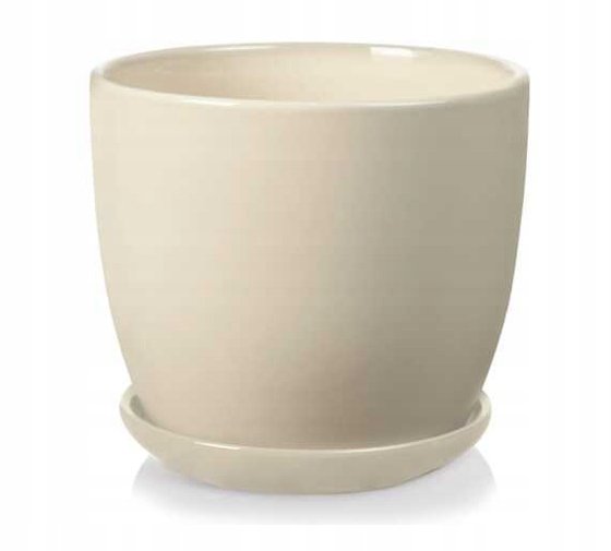 Donica ceramiczna z podstawkiem 15 - Kremowa