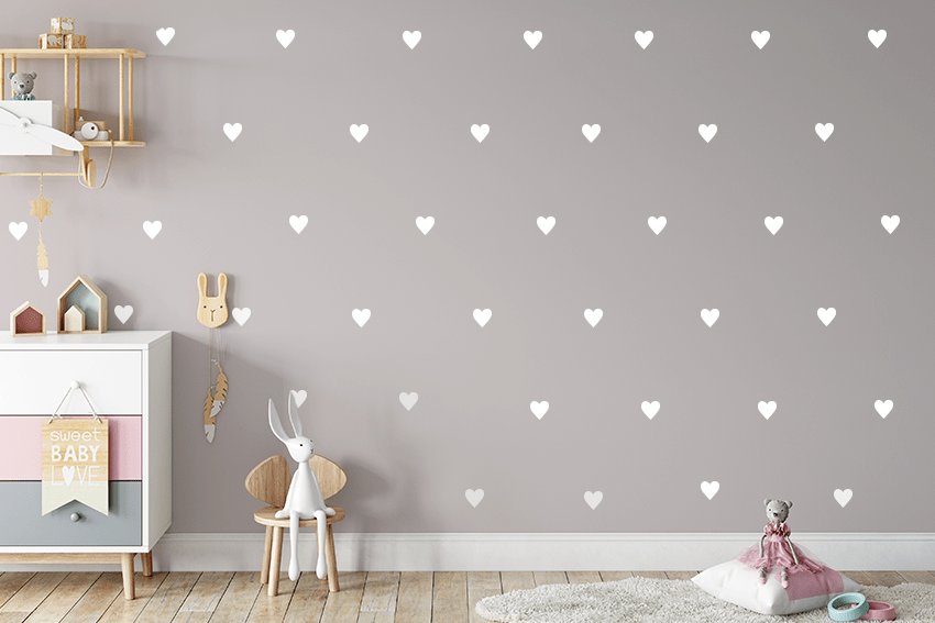 Serca, serduszka, białe naklejki na ścianę