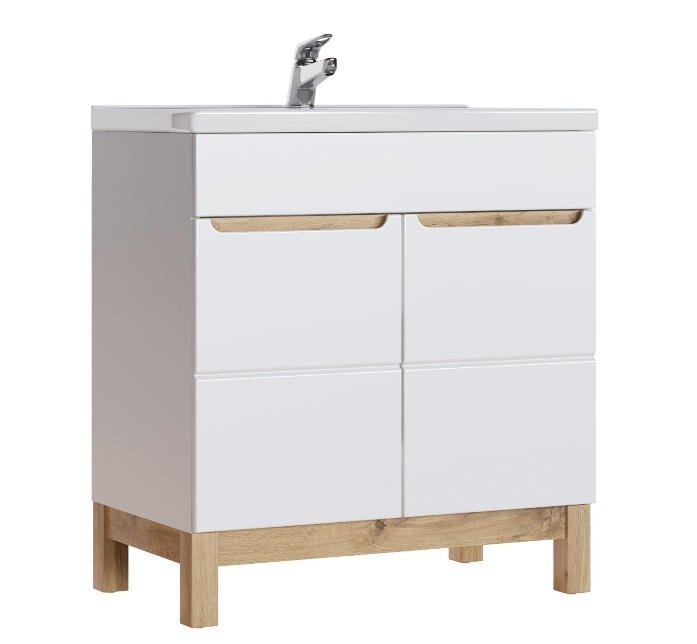 Comad Szafka z umywalką 80 cm Bali Biały połysk Bali Bialy 821 + CFP 80D
