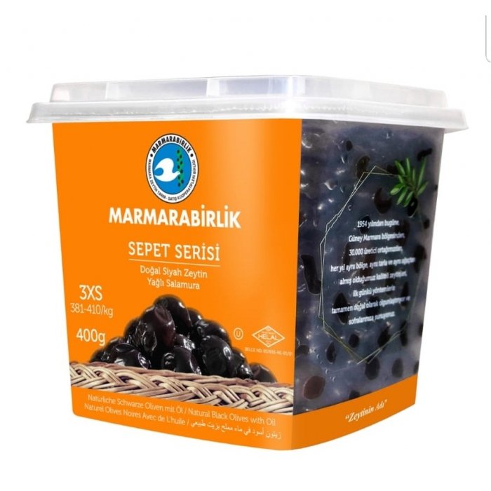 Turecki Suszone czarne oliwki z pestką 400g Marmarabirlik