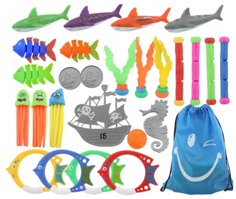 ZABAWKI DO WODY BASENU ZESTAW DO NURKOWANIA 27 SZT.