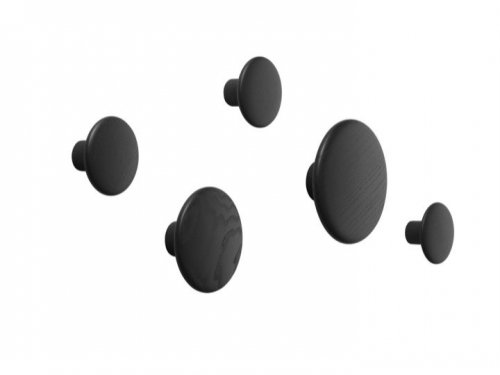 Muuto Haczyki Ścienne Dots Wood, Zestaw 5 Szt. schwarz