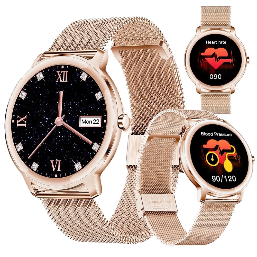 Smartwatch Ciśnieniomierz Zegarek Złoty