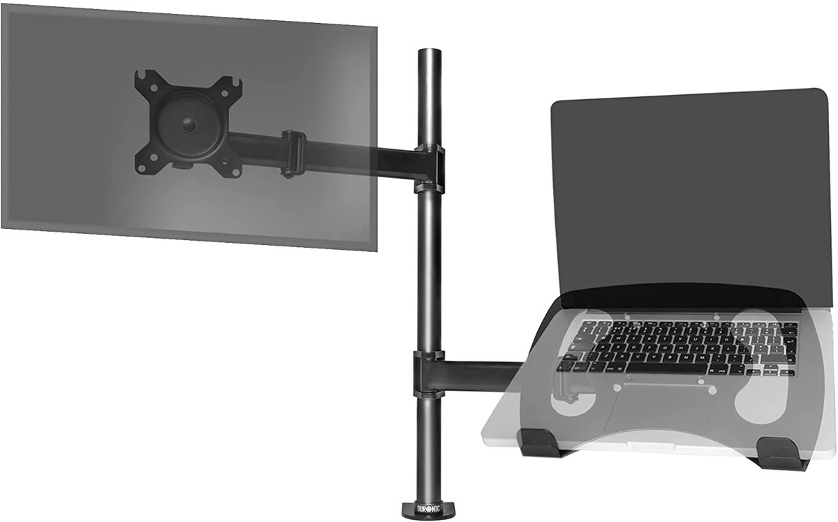 Duronic DM25L1X1 Uchwyt do monitora i laptopa 8kg | VESA 75 lub VESA 100 | wieszak | ramię | uchwyt do laptopa | podstawka do laptopa i monitor | st..