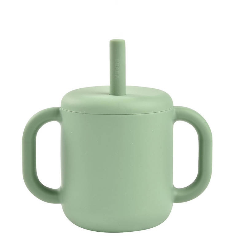 Beaba Silikonowy kubek ze słomką 170 ml sage green