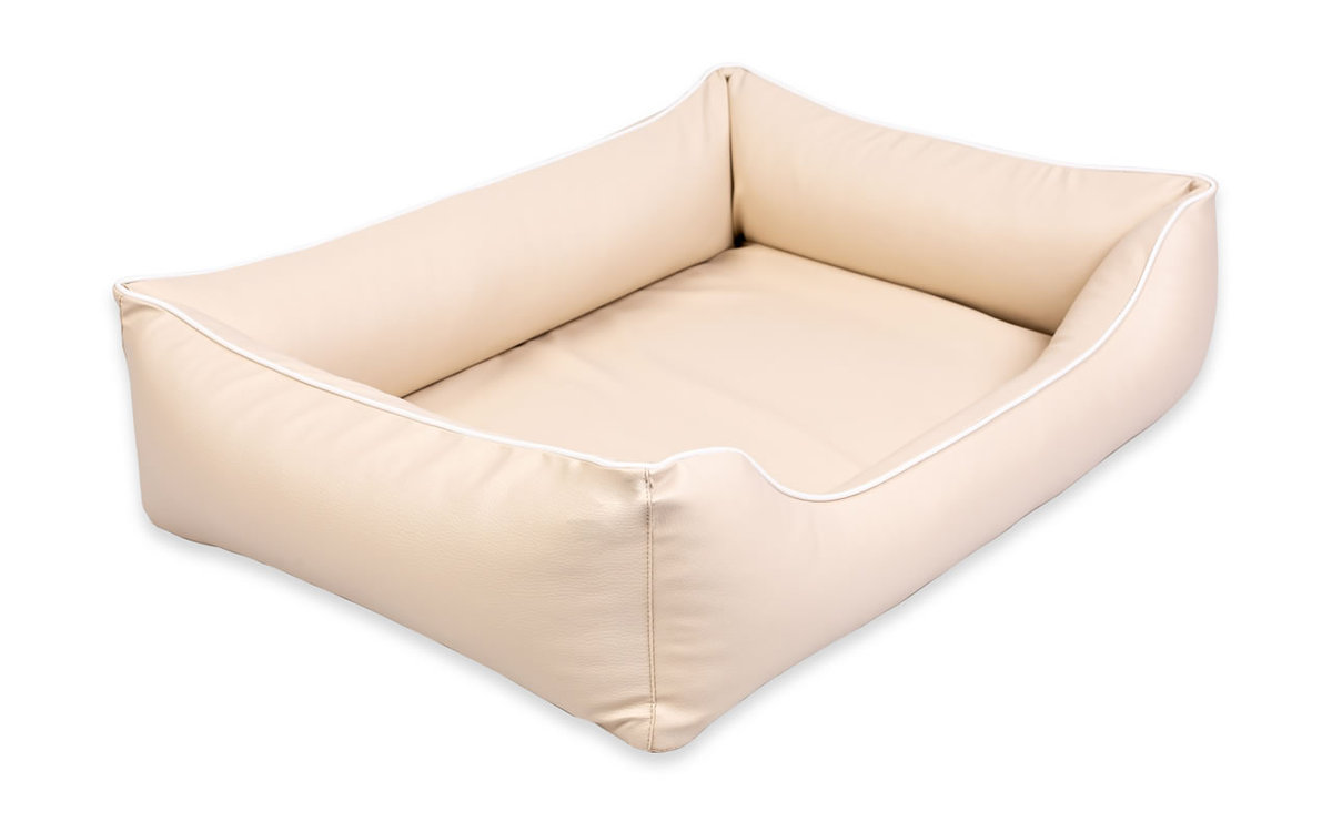 Ortopedyczne legowisko z ekoskóry Sofa Alicante Orthopedic dla psa Chihuahua 65x50 kolory beż/biały
