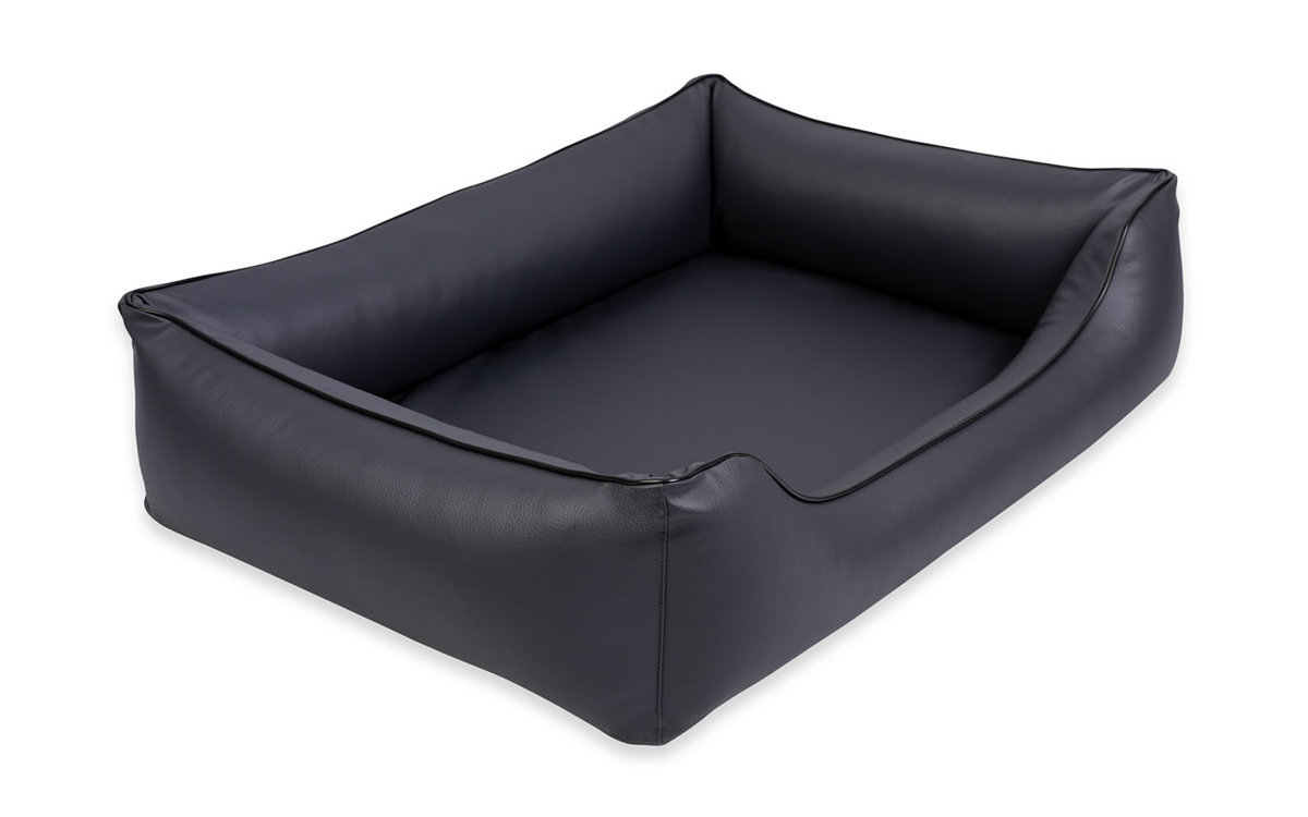 Ortopedyczne legowisko z ekoskóry Sofa Alicante Orthopedic dla psa Grzywacza 65x50 kolory ciemnoszary/czarny