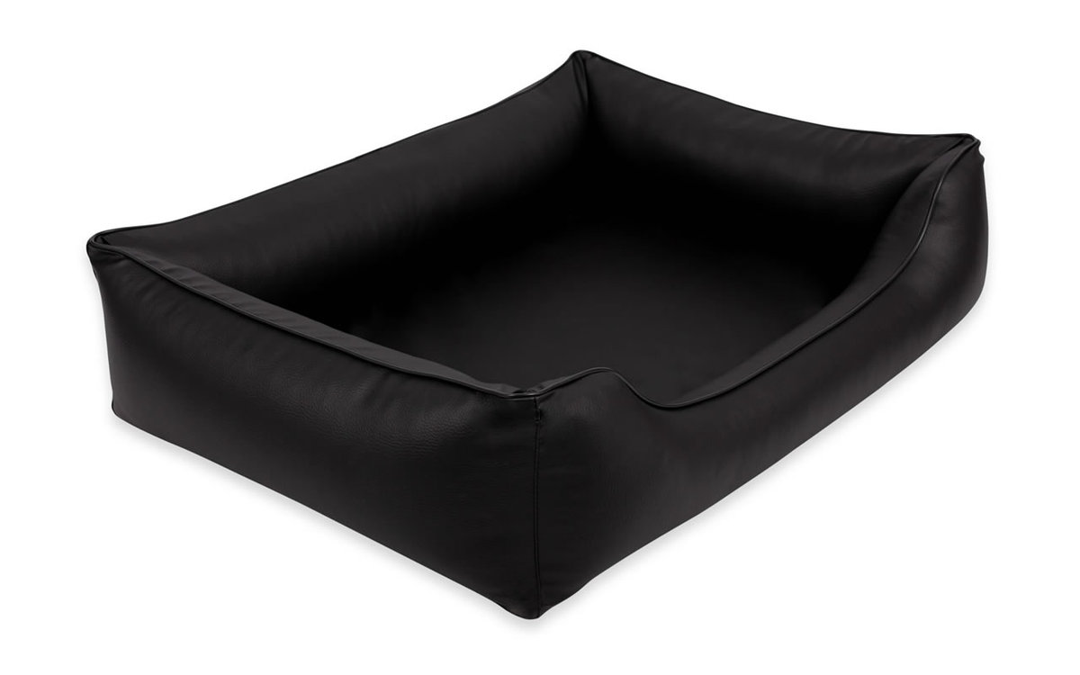 Ortopedyczne legowisko z ekoskóry Sofa Alicante Orthopedic dla psa Szpica miniaturowego 65x50 kolory czarny/czarny