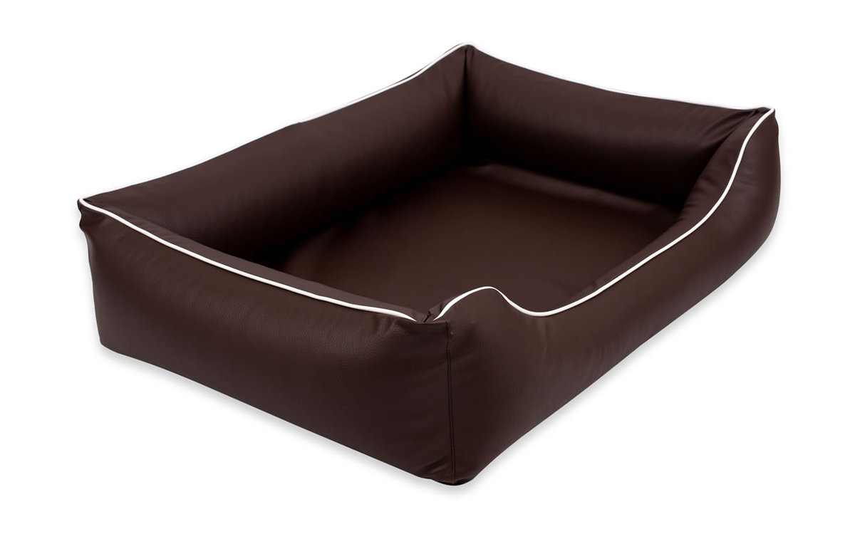 Ortopedyczne legowisko z ekoskóry Sofa Alicante Orthopedic dla psa Shih tzu 65x50 kolory brąz/biały