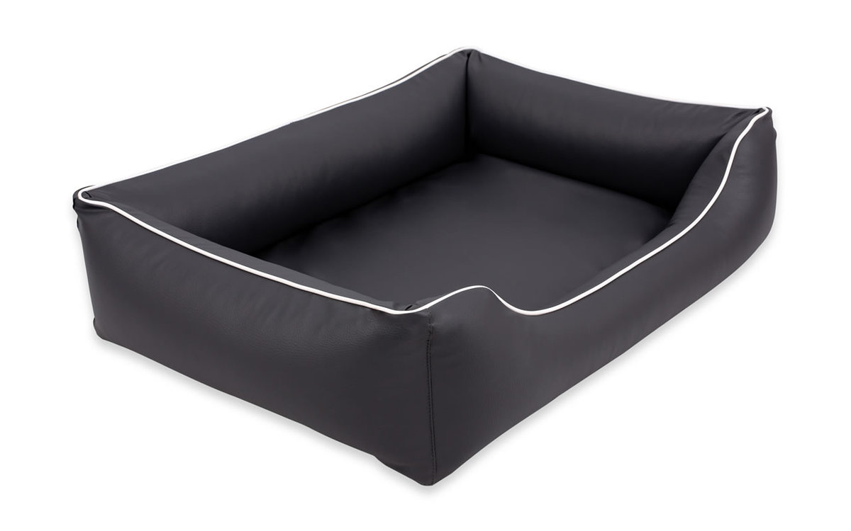 Ortopedyczne legowisko z ekoskóry Sofa Alicante Orthopedic dla psa Maltańczyka 65x50 kolory ciemnoszary/biały