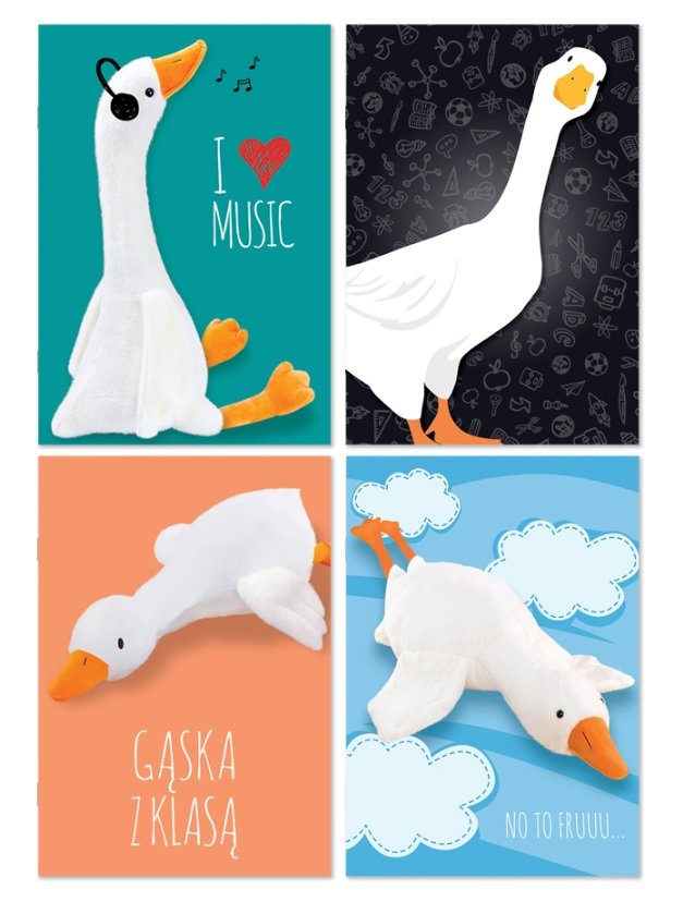 Zeszyty 5 sztuk Gęś Pipa 32 kartki Pluszak Maskotka