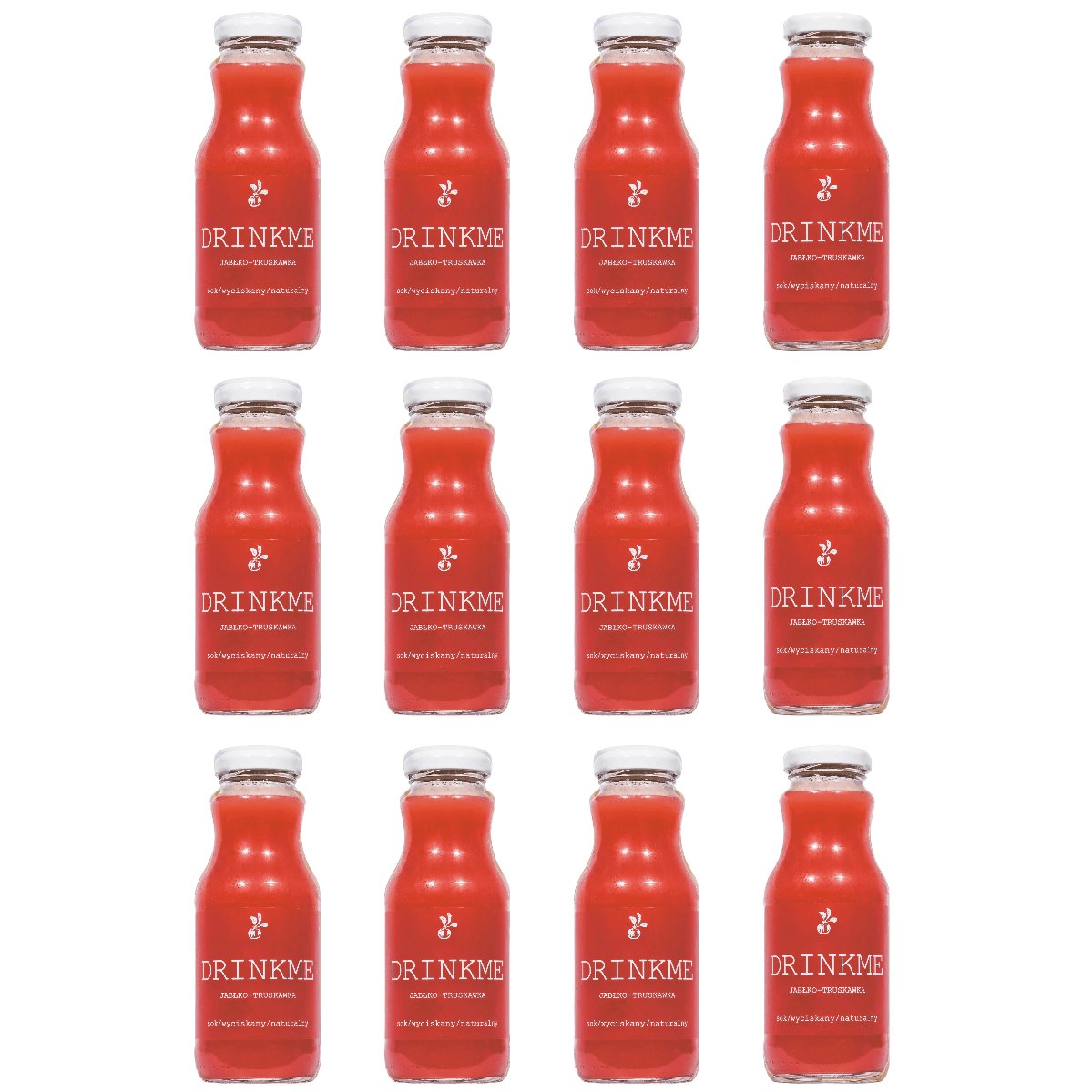 12 x Naturalny sok jabłko-truskawka DRINKME 250 ml Sadvit