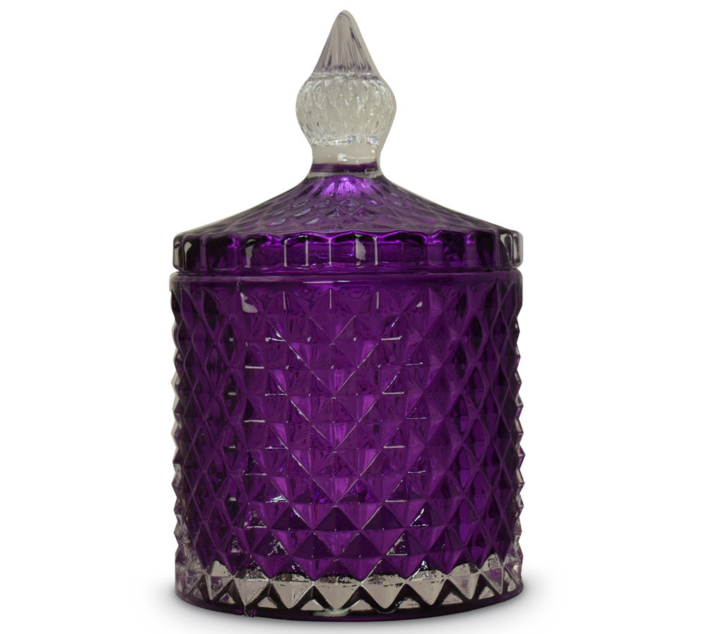 Szkło do świec - kryształowy pojemnik 300 ml od Candle by Visha - fioletowy