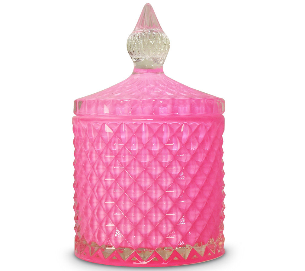 Szkło do świec - kryształowy pojemnik 300 ml od Candle by Visha - różowy