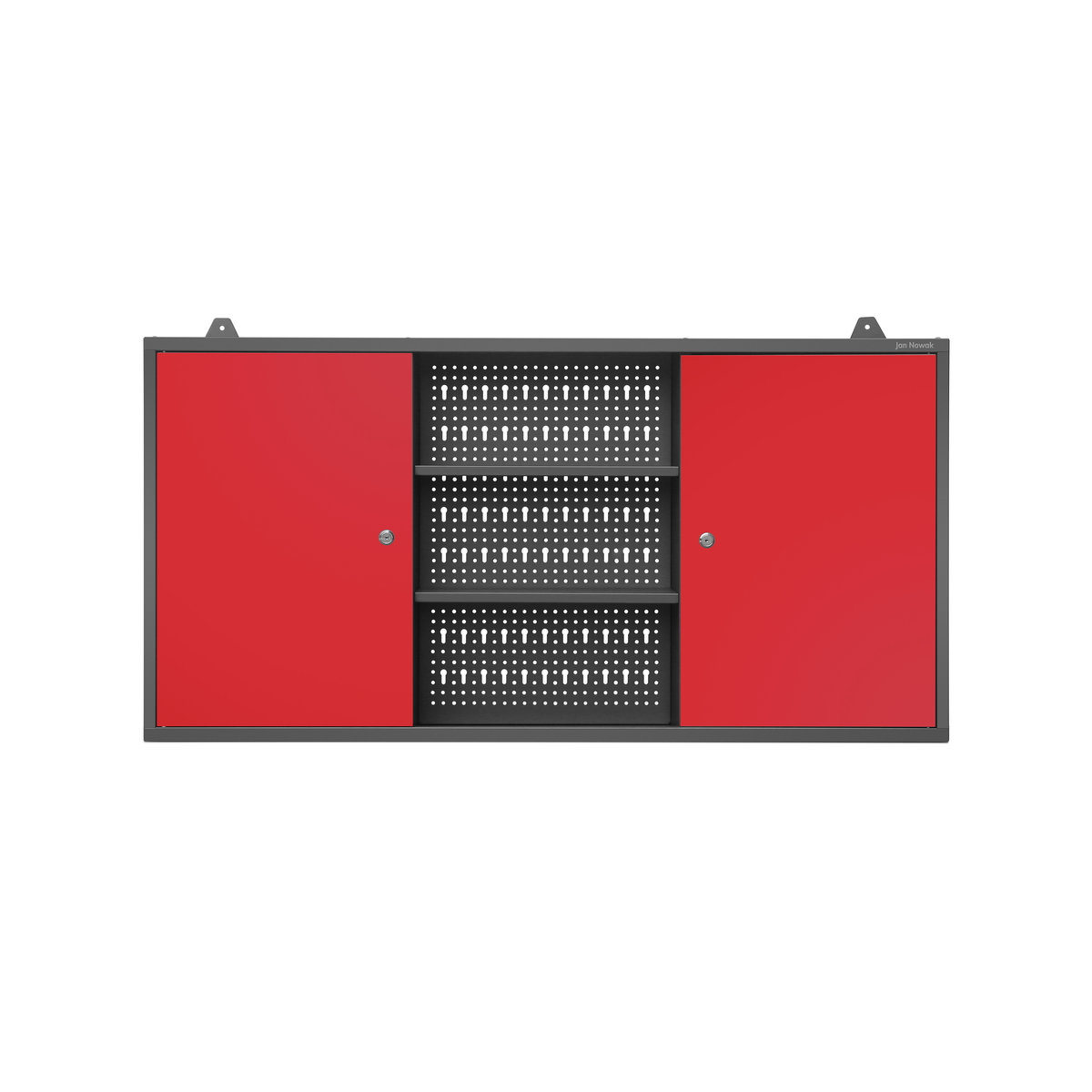 JAN NOWAK Szafka garażowa wisząca BEN, 1200 x 600 x 200 mm: antracytowo-czerwona